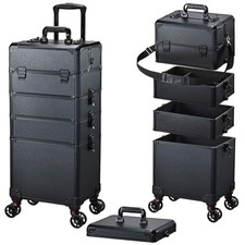 Rolling Makeup Case 5-IN-1 Nail Case Salon Cart Cosmetology Case on Wheels picture