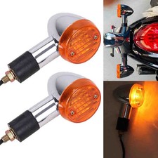 2Pcs Motorcycle Chrome Amber Front Rear Turn Signals Blinker Indicator Lights picture