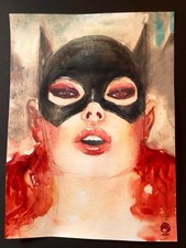 Batgirl Sexy Pinup Art OA Mixed Media Enhanced Giclee MARK BEACHUM DCU Comics picture