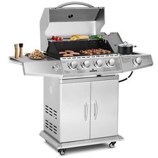 Propane Gas Grill 4 Burners Stainless Steel Grill Cart Outdoor Cooking BBQ 4+1 picture