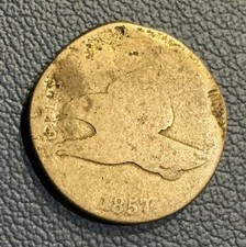 1857 Flying Eagle Cent - Vintage Copper - Damage picture
