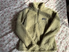 Patagonia Women L Los Gatos 1/4 Zip Tan Fuzzy Pullover Fleece Jacket Beige picture