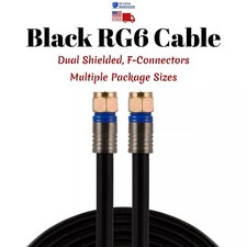 RG6 Coaxial Cable Black Dual SHIELDED Satellite TV Antenna Wire Multi-Pack Lot picture