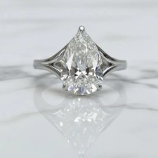 Pear Cut Lab Grown Diamond Anniversary Ring 4.13 Ct in 925 Silver - Delicate picture