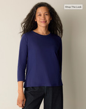 EILEEN FISHER Organic Pima Cotton Jersey 3/4-Sleeve Tee - INFINITY picture