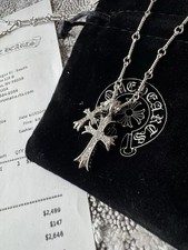 Chrome Hearts Cross Diamonds Pendant Chain Necklace 925 Silver 2001 picture