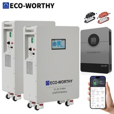 ECO-WORTHY 32.15kWh 2Pack 48V 314Ah Battery+10kW 48V Solar Inverter For Home picture