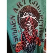 Sullen Pin Up Street Bike Gothic Tattoo Art Mens Tee Gate Keeper Small A119 Nwt picture