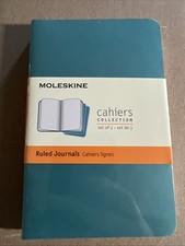 Moleskine Cahier Journal, Pack Of 3, 3.5” x 5.5”, Lined, Brisk Blue, New, Sealed picture