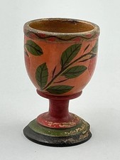 Antique Joseph Long Lehn Lehnware Painted Wood Egg Cup Strawberry PA Folk Art picture
