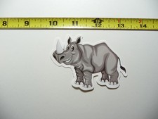 HAPPY RHINO RHINOCEROS SMALL STICKER DECAL ZOO ANIMAL WILD FUN FUNNY picture