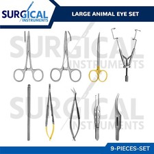 9 Pcs Large Animal Eye Set Surgical Veterinary Instruments Kit German Grade picture
