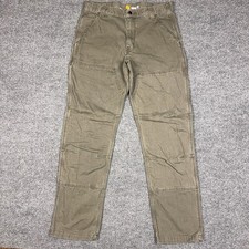 Carhartt Pants Mens 32x32 Green Carpenter Canvas Relaxed Workwear Double Knee picture