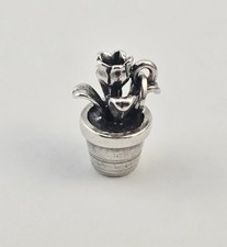 VTG Retired James Avery Sterling Silver Tulip in a Pot Charm Pendant 4.5g picture