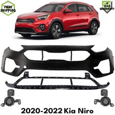 Front Bumper Cover Primed Plastic & Fog Lights Kit For 2020-2022 Kia Niro picture