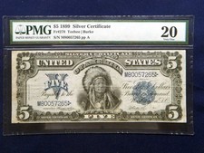 1899 USA RARE Banknote 5 Dollars Silver Certificate blue seal VF PMG Pick 340(8) picture