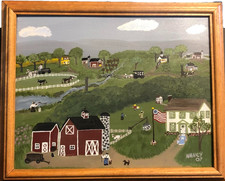 Signed Nancy, 2007. Amazing Americana folk art painting reminiscing on the 1800s picture