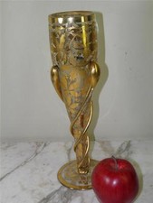 ANTIQUE BOHEMIAN MOSER GILDED VASE 12.5'' picture
