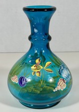 Fenton Tranquil Sea Indigo Blue Bulbous Vase Fish Shelley Fenton Sue Jackson picture