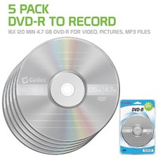 Cellet 5-Pack DVD+R 4.7GB 16X Optical Recordable Media Blank Disc picture