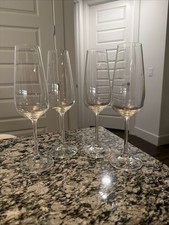 Fitz and Floyd 9.25in Champagne Flutes Sparkling Wine Glasses Marked FF Set of 4 picture