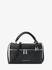 EUC Michael Kors Jana Extra-Small Black Leather Convertible Crossbody Bag Silver picture
