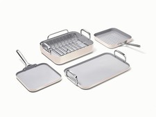 Caraway Home 7 Piece Ceramic Nonstick Square Cookware Set w/ Organizers NOB picture