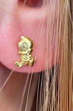 18k Solid Gold Walt Disney Looney Tunes Donald Duck Disney Vintage Jewelry 2000 picture