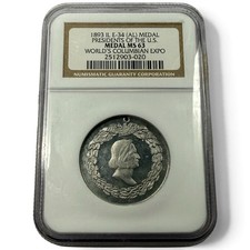 1893-Chicago Columbian Expo, Presidents of U.S. Medal, E-34, NGC MS 63-Looks PL picture