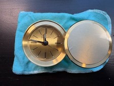 Vintage Tiffany & Co. Small Brass Quartz Swivel Alarm Desktop Clock 2 1/4
