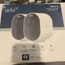 Sealed Arlo Ultra 2 Wire-Free Spotlight Security Cameras - 2 Kit, White 4K UHD picture