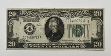 1928 $20 Cleveland OH Numerical 4 Redeemable in Gold Crisp Federal Reserve Note picture