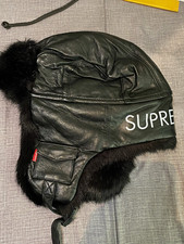Supreme Black Trooper Hat Leather Fur FW16 Worn Once Authentic picture
