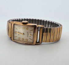 Elgin Vintage tank Rectangle Gold Tone Small Seconds Gold picture