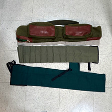 Orvis Canvas Rod Case w/ Shoulder Strap, 2 Pockets, Green/Brown. Two Sleeves. picture