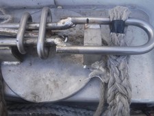 RARE  VINTAGE STAINLESS STEEL SKIFF RELEASE NAVY  TYPE WITH  DISPLAY ROPE SHIP picture