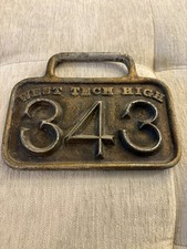 Antique West Tech High School Cast Iron Locker Plate 343 Cleveland Ohio WTH picture