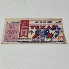1952 Texas A&M Vs Arkansas Ticket Stub Football Game picture