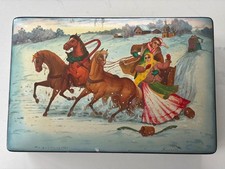 Russian Folk Art Hand Painted Black Lacquered Box Signed/Dated / Holiday Winter picture