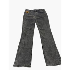 Driftwood Womens Flare Jeans Size 32 Black Acid Wash Embroidered Pocket Bootcut picture