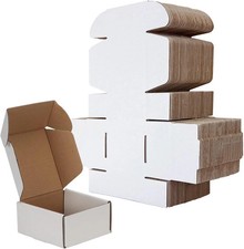4X4X2 Shipping Boxes Set of 100, White Small Corrugated Cardboard Box, Mailer Bo picture