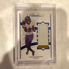 Panini 2022 Flawless Patches Lamar Jackson P-LJ Sapphire /10 Patch Ravens picture
