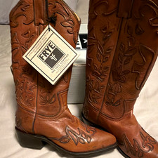 Frye Billy Overlay Pull-On Western Boots Whiskey Leather Women’s US 6.5 picture