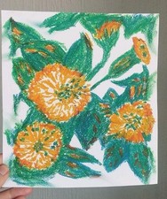 Original Painting - Oil Pastels A4 Square Gaudí Barcelona-signed  picture