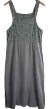 Aly Wear Linen Jumper Maxi Dress Womens Small Gray Green Cottagecore Lagenlook picture