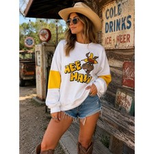 Vintage Hee Haw Graphic Sweatshirt White Yellow Stripe Donkey Country TV Show picture