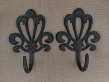 2 Vintage Cast Iron Wall Hooks  7 1/8” Length  VERY COOL LQQK picture