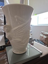 Vintage Napco Planter/Vase Embossed Winged Angel. White High Gloss Finish Japan picture