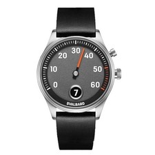 Svalbard TIME TRAVEL HX 11A Quartz Steel Grey Black Leather Men's Watch picture