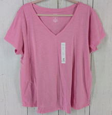 Sonoma Size XL Pink Sandal Everyday Short Sleeve V-Neck Tee Womens NWT picture